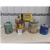 Image 1 : 4 Painted Metal Gas Cans - Great Garden Art - 1 is Quite Dented