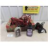 Image 1 : Several Pairs of Booster Cables, 12V Air Pump, Synthetic Oil, Brake Fluid