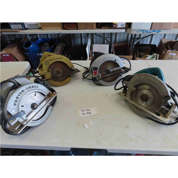 4 Electric Circular Saws - Porter Cable, Makita, B+D, Skil Saw