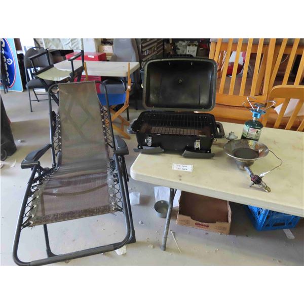 Portable BBQ, Propane Heater, Lounge Chair