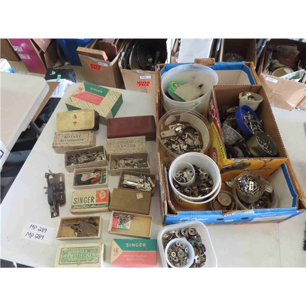 Very Large Assortment of Singer Sewing Machine Parts + Attachments