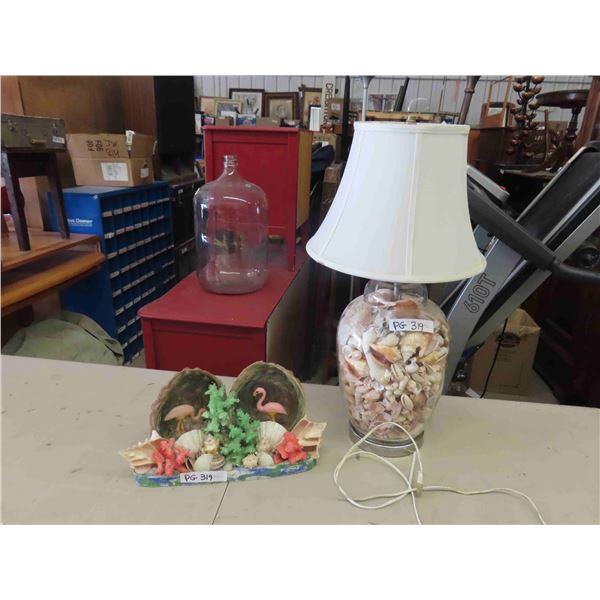 Table Lamp with Shells in Base - Interesting Shell Diorama