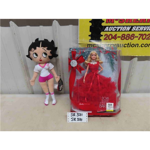 Betty Boop 15" Plus Toy with Tags + 2018 Holiday Barbie in Box