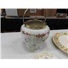 Image 2 : Assorted Fine China Biscuit Jar, 3 Cups + Saucers, 2 Plates
