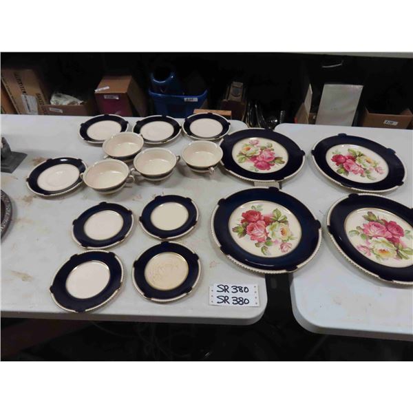 16 pcs Ambassador Ware Fine China; 4 Large Plates- Floral, 8 Smaller Plates ( 2 Sizes), 