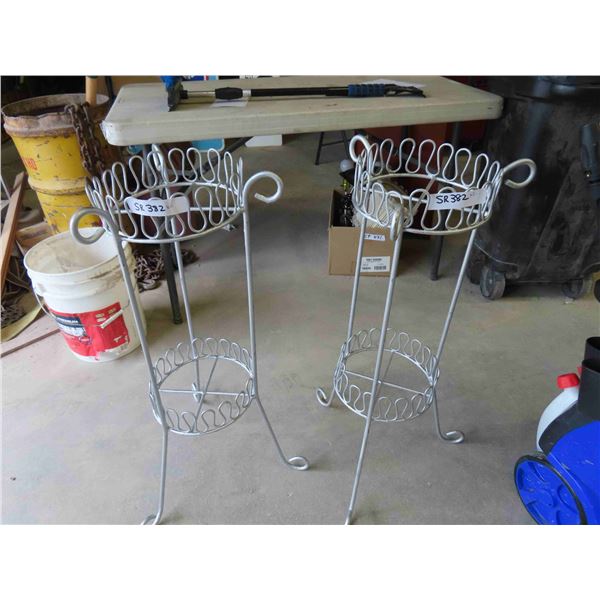 2 Metal Wrought Iron Plant Stands 31" Tall