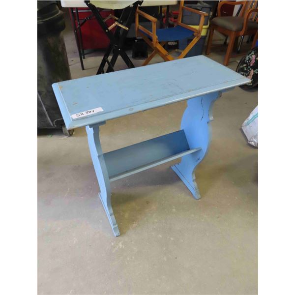 Painted Wood Table with Bookshelf 12" x 27" x 29"