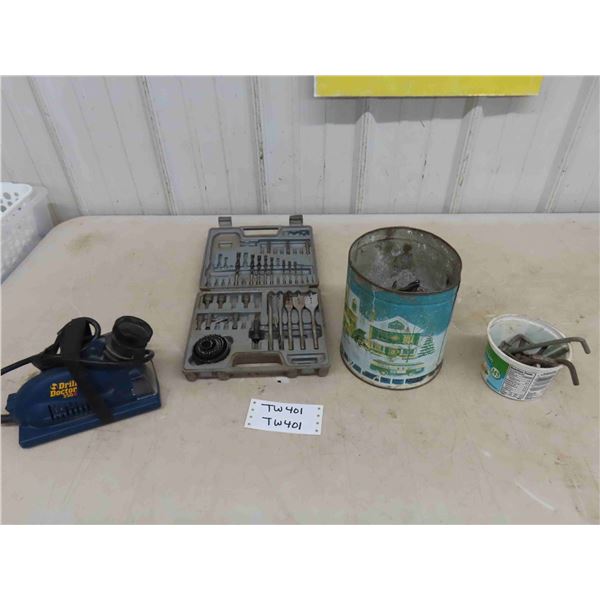 Drill Doctor 350X Drill Bit Sharpener, Drill Bit Kit, Tin with Lots of Drill Bits, Allen Keys