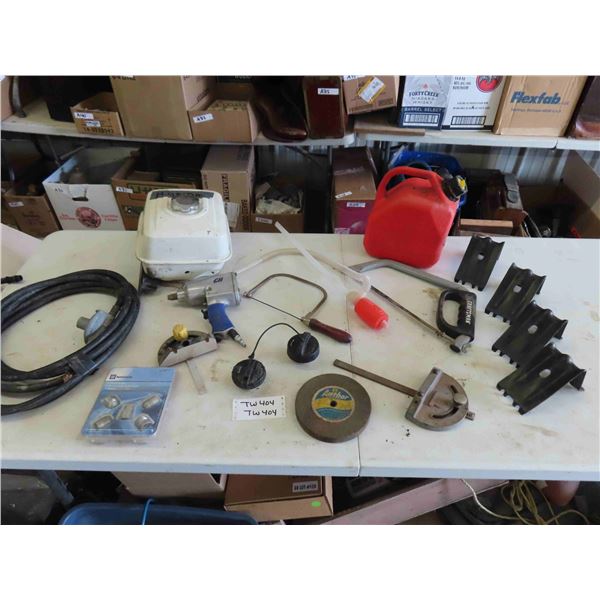Impact Air Gun, Propane Tank Hose, Jerry Can, Saws, Saw Guides, plus more