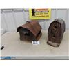 Image 1 : 2 Rustic Bird House + Feeder - Wood with Metal Roof