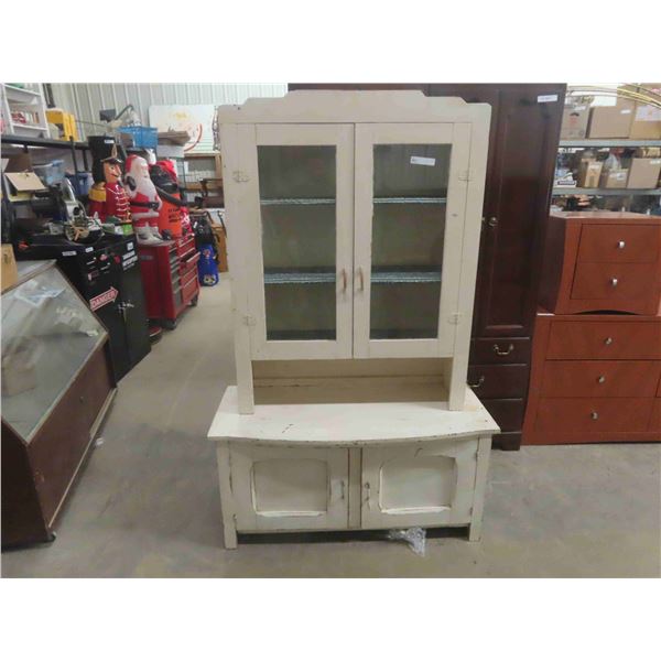 Painted 2 Door Step Back Display Case with Bottom Cabinet 19" x 46" x 70"