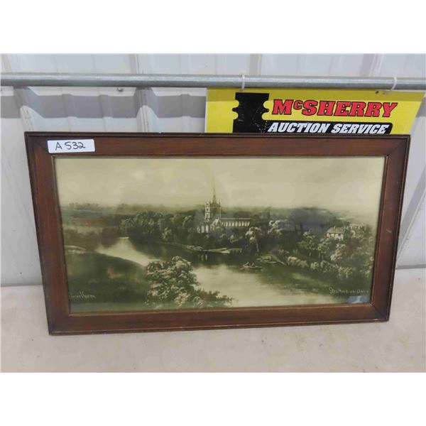 Nice Old Framed Picture - Stratford on Avon Signed 17.5" x 31.5"