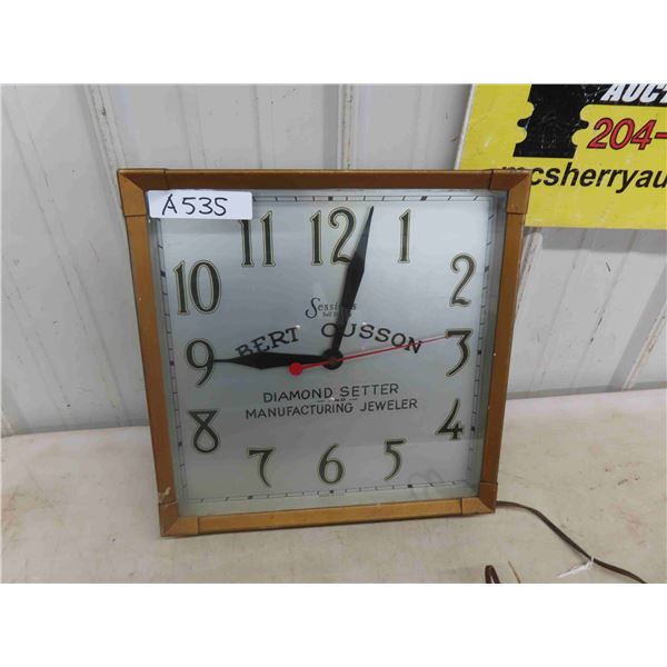 Sessions Metal Square Wall Clock with Advertising 3" x 14.5" x 14.5"