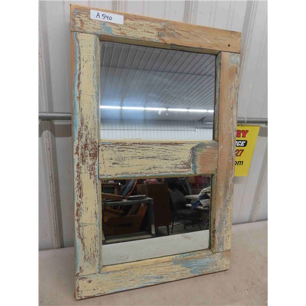 Vintage 2 Pane Window Frame Converted to Hall Mirror 21" x 33" 