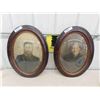 Image 1 : 2 Very Old Convex Glass Oval Pictures Gramma + Grampa 18" x 24" 