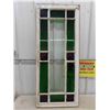 Image 1 : Vintage Colored Glass Window - Has Been Recaulked 19" x46"