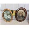 Image 1 : 2 Antique Oval Convex Glass Pictures ; Brother + Sister , Grandma - Both Have Been