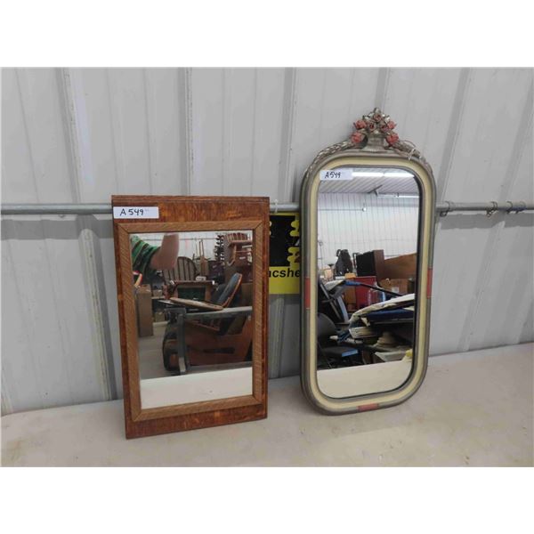 2 Vintage Looking Mirrors - Repurpose From Sewing Machine Lid + Other Source