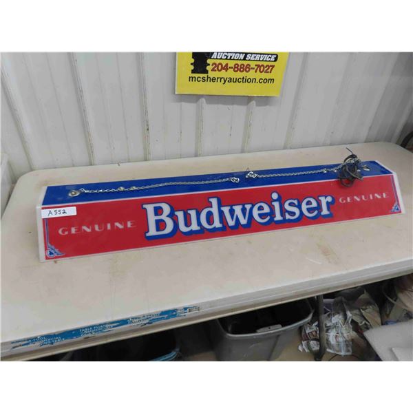 Genuine Budweiser Plastic Pool table Light 12.5  x 48 