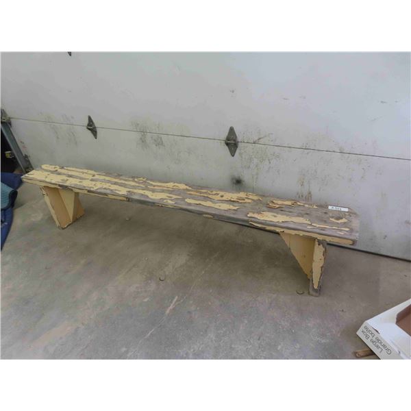 Vintage Wood Bench with Peeling Paint 9" x 17" x 87"