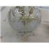Image 2 : 3 Matching Glass + Brass 1960's Ceiling Light Fixtures - Etched Floral Glass