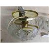 Image 3 : 3 Matching Glass + Brass 1960's Ceiling Light Fixtures - Etched Floral Glass