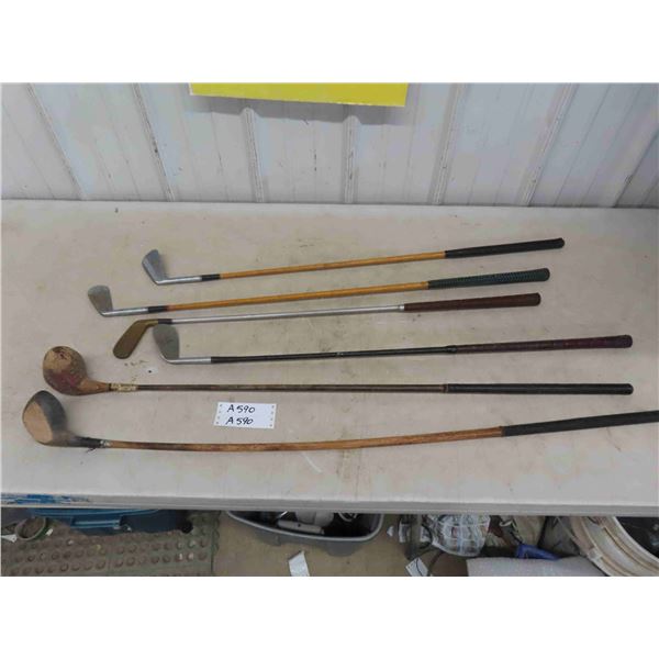 Assorted Vintage Golf Clubs - 3 Wooden Shafts