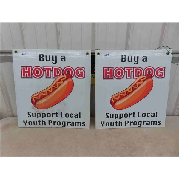 2 Foam Core Hot Dog Signs 20" X 21.5"