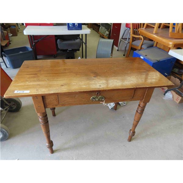 Antique Solid Wood Farm Table with Drawer 22" X 29" x 47"