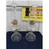 Image 1 : 2 Matching Clear Glass Oil Lamps 18.5" Tall