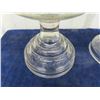 Image 2 : 2 Matching Clear Glass Oil Lamps 18.5" Tall