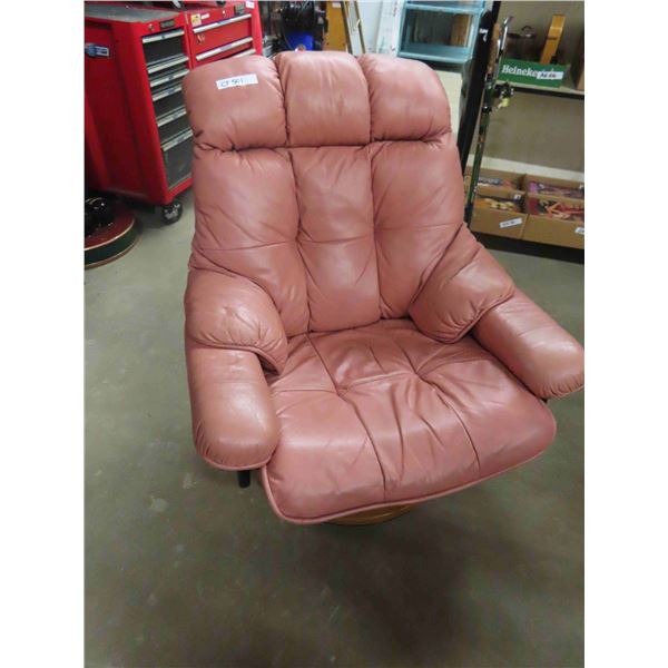 Very Comfy Salmon Colored Leather Look Reclining Chair