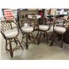Image 1 : 4 Nice Wicker Bar Stools with Upholstered Seats - Swivels