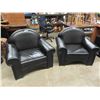 Image 1 : Pair of Big Black Leather Look Arm Chairs