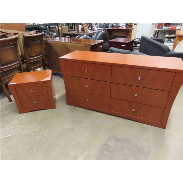 Modern Solid Wood 6 Drawer Dresser 19" x 31.5" x 61" & 2 Drawer Night Stand
