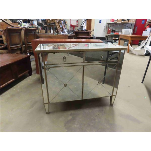 Heavily Mirrored 2 Door/ 2 Drawer Dresser/ Stand 18" x 33" x 40"