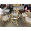Image 1 : 5 pc Wicker Patio Set with Cushion Seats - Heavy Glass on Table 27" x 40" x 56"
