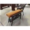 Image 5 : Vinyl Wicker High back Arm Chair with Cushion + Upholstered Top Bench/ Shelf