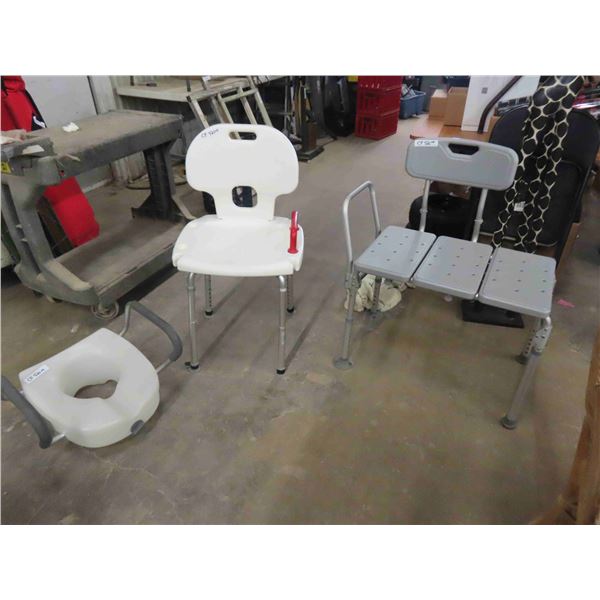 3 Medical Chairs / Toilet Seat Riser, Shower Aid