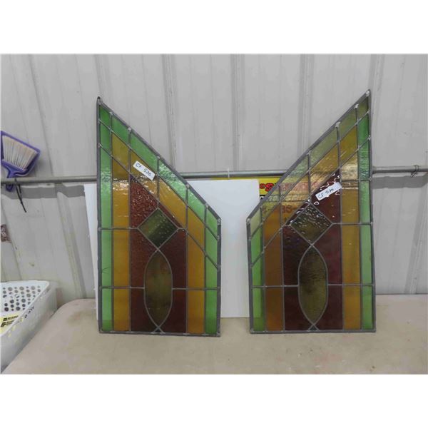 2 Stained Glass 17" Wide & 16 " to 32" Tall 