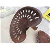 Image 2 : 3 Metal Tractor Seats - 1 Has Posts, Rusty Scythe Blade