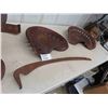 Image 5 : 3 Metal Tractor Seats - 1 Has Posts, Rusty Scythe Blade