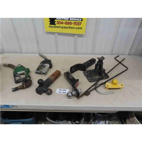 2 Gas Pump Nozzles, 3 Receiver Hitches, Car Jack