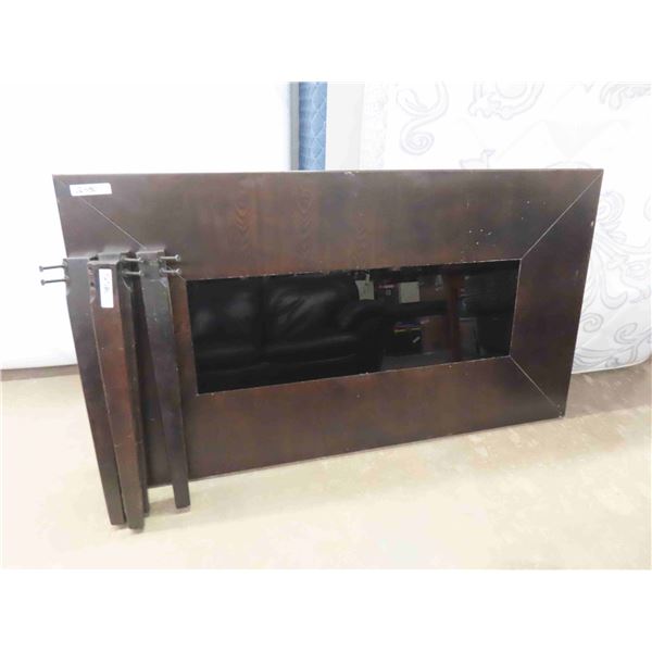 Solid Wood Retractable Dining Table With Glass Insert 29 X 35 X 63 Solid wood retractable dining table with glass insert 29 x 35 x 63
