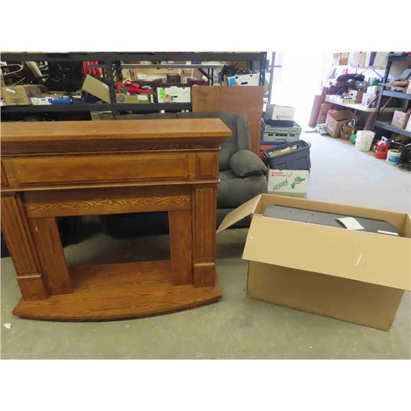 Wooden Mantle with Dimplex Model PF3033HL Electric Fireplace in the Box - Mantle