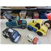 Image 3 : Plastic + Metal Sandbox Toys ; Dump Truck, Tow Truck, Cement Truck, plus others
