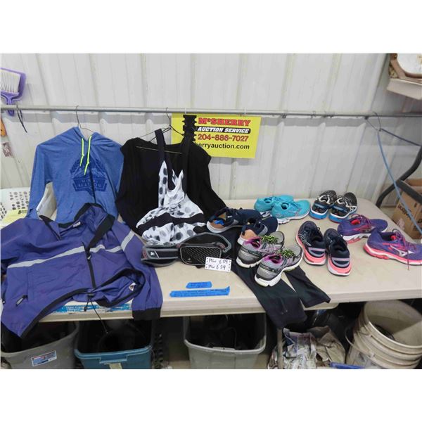 Assorted Ladies Athletic Clothes and Running Shoes 