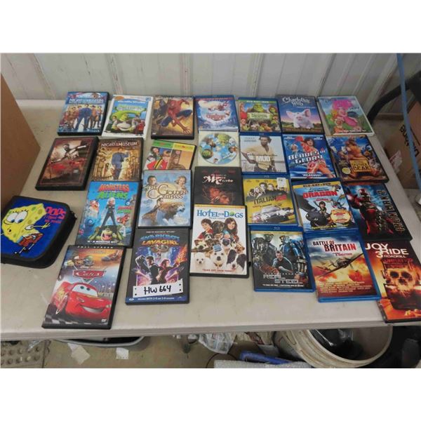 26 DVDs , Many Blue Ray - Cars, Night at The Museum, Shrek