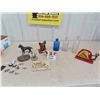 Image 1 : 3 Glass Bottles, Jiffy Way Egg Scale, Cast Dog, Assorted Metal 