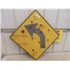 Image 1 : Older Metal Embossed Traffic Curve Sign 24" x 24" 